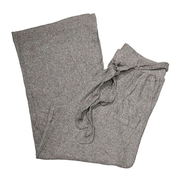 Lauren Conrad Grey High Rise Belted Wide Leg Slit Knit Pants Large - Picture 3 of 14